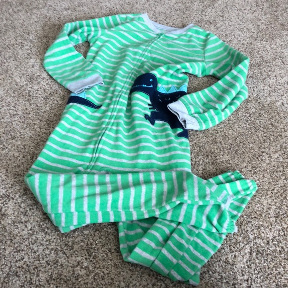 Carter's Other - Carters Little Boy Dinosaur Fleece Pajama Onsie Green and Blue Size 8